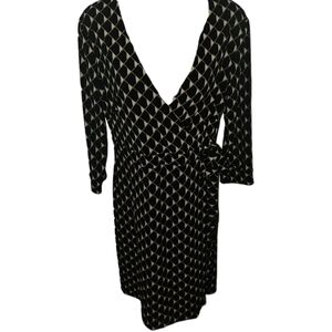 Tommy Hilfiger Geometric 3/4 Sleeve Crossover Tie Side Zip Dress